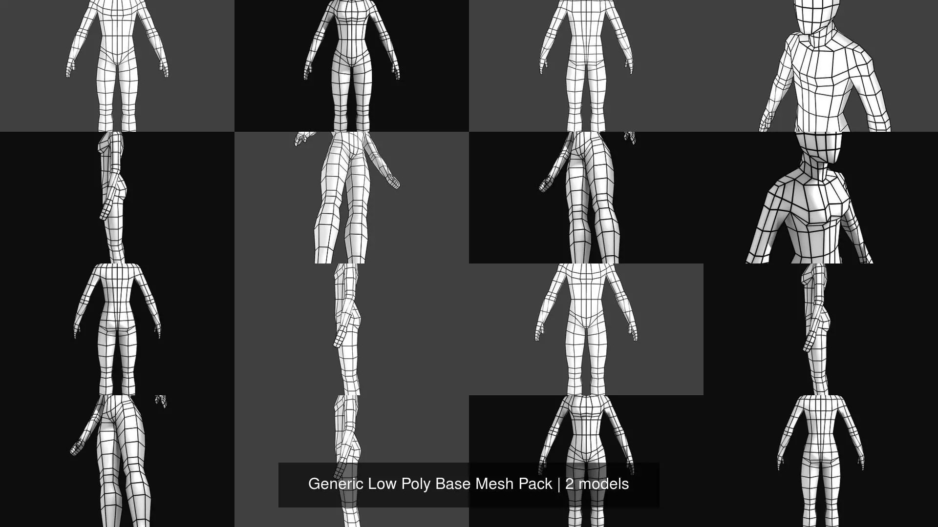 Generic Low Poly Base Mesh Pack 3D Model Collection_0