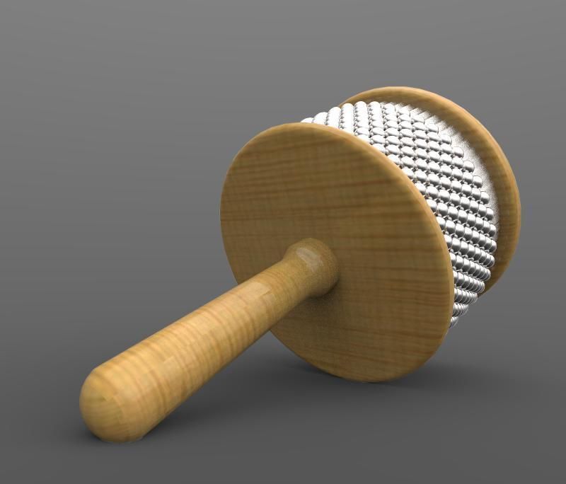Wooden Cabasa 3D model_5
