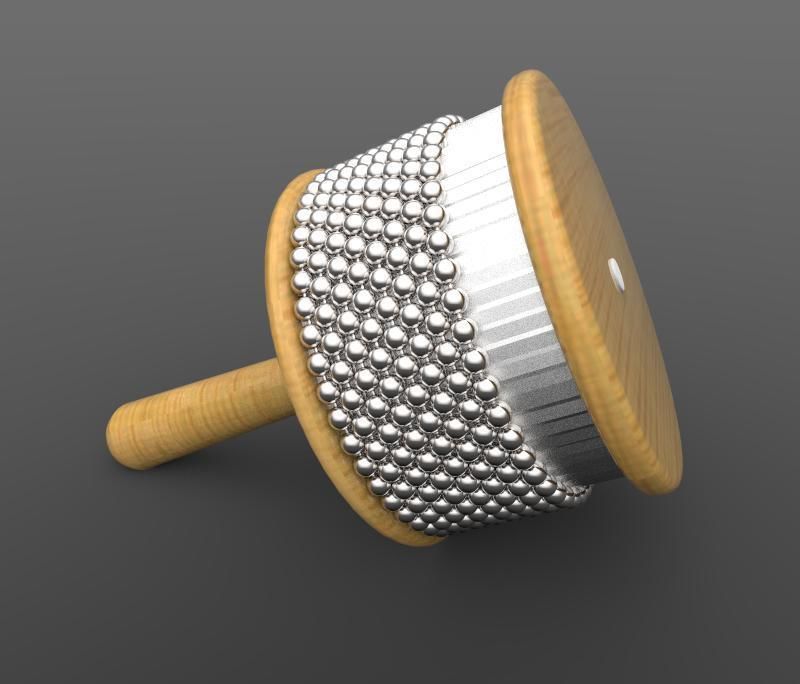 Wooden Cabasa 3D model_1