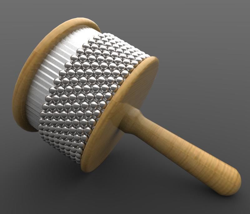Wooden Cabasa 3D model_2