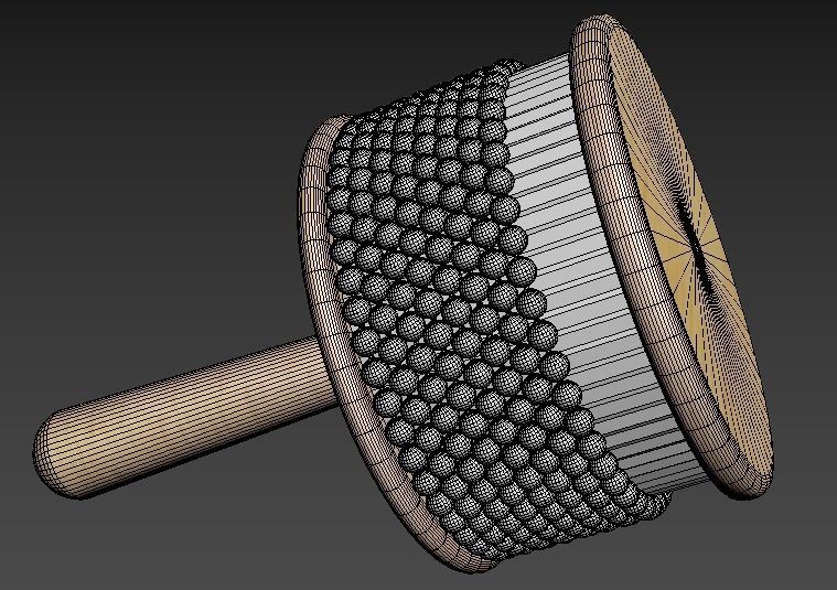 Wooden Cabasa 3D model_6