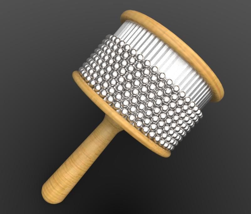 Wooden Cabasa 3D model_4