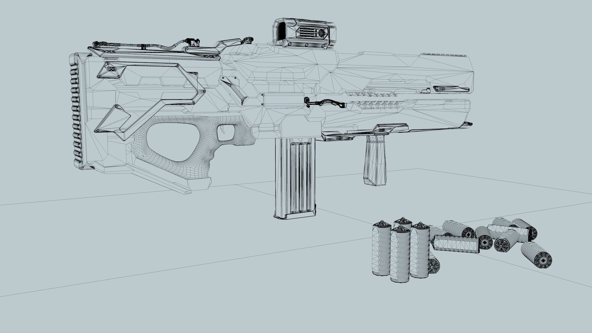 RLD-07 Sci-fi weapon Low-poly 3D model_3