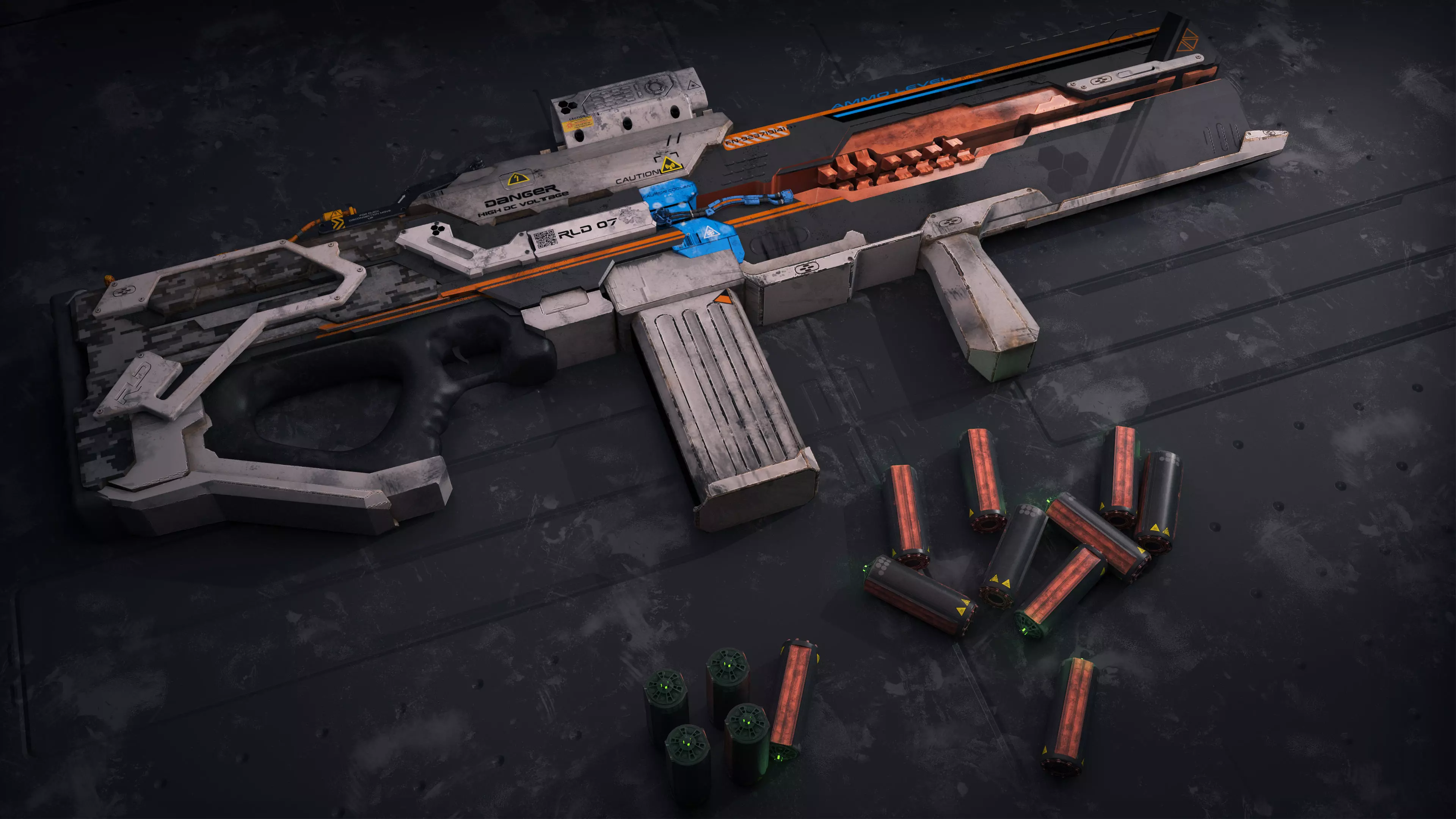 RLD-07 Sci-fi weapon Low-poly 3D model_0