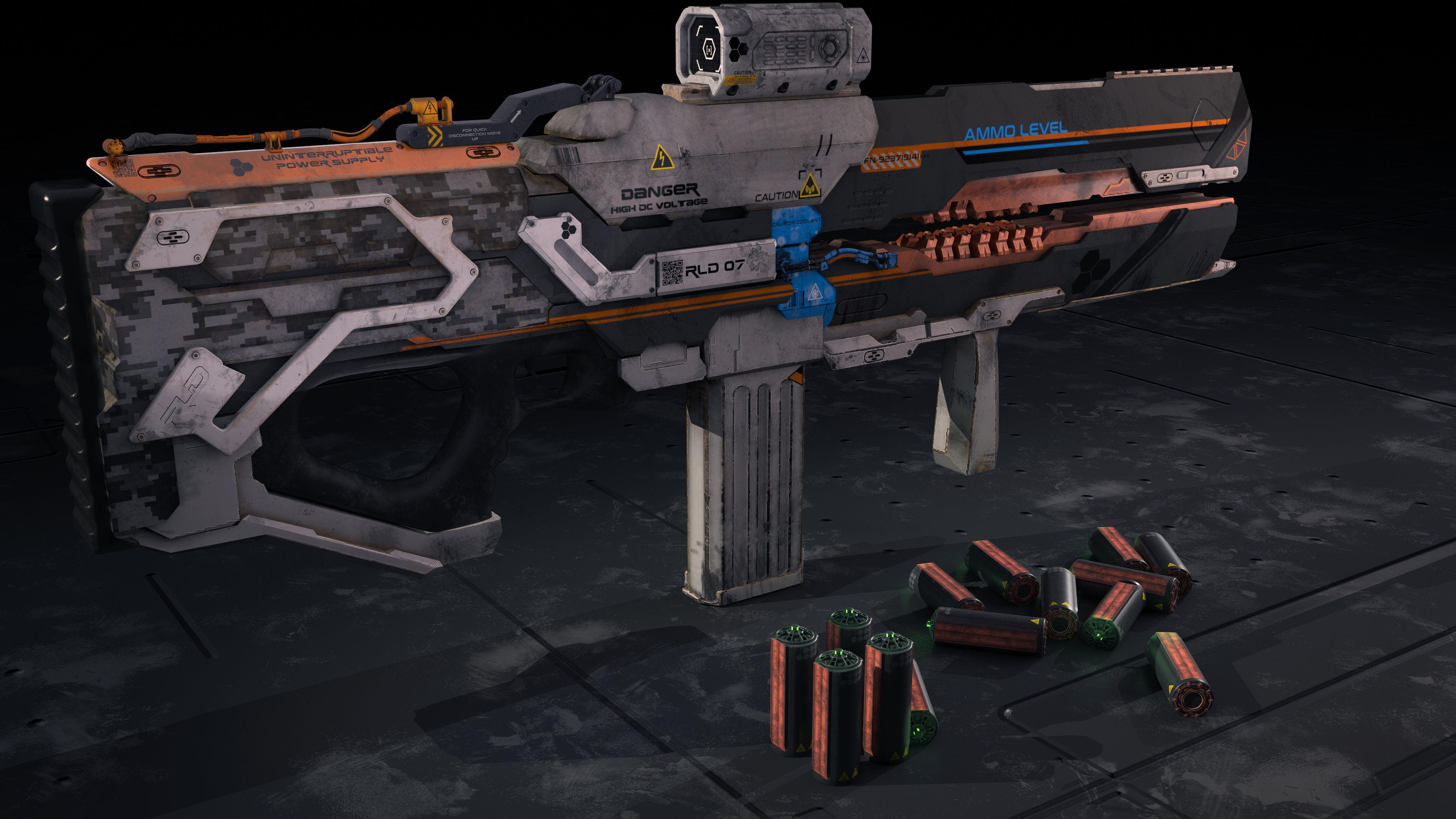 RLD-07 Sci-fi weapon Low-poly 3D model_1