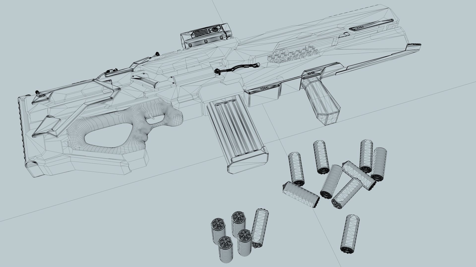 RLD-07 Sci-fi weapon Low-poly 3D model_4