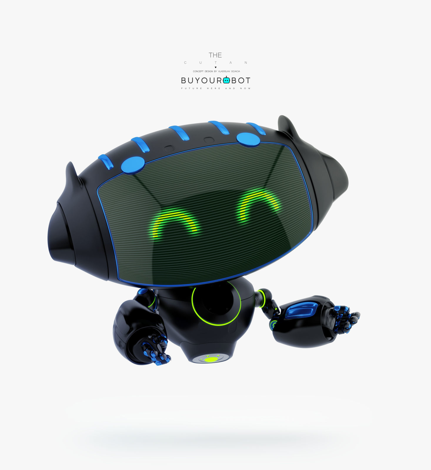AERIAL BLACK CUTE CAT BOT 3D model_2