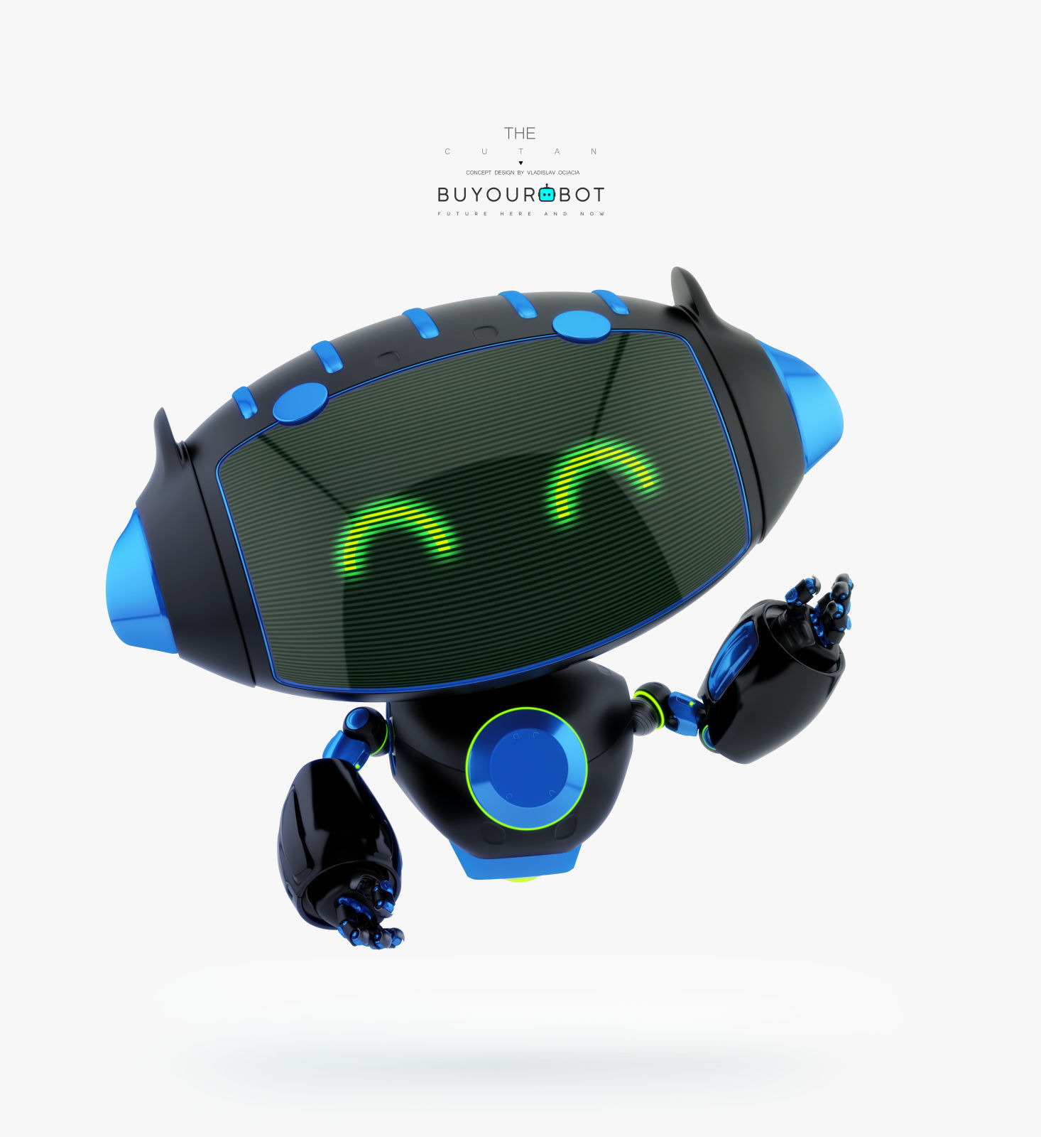AERIAL BLACK CUTE CAT BOT 3D model_4