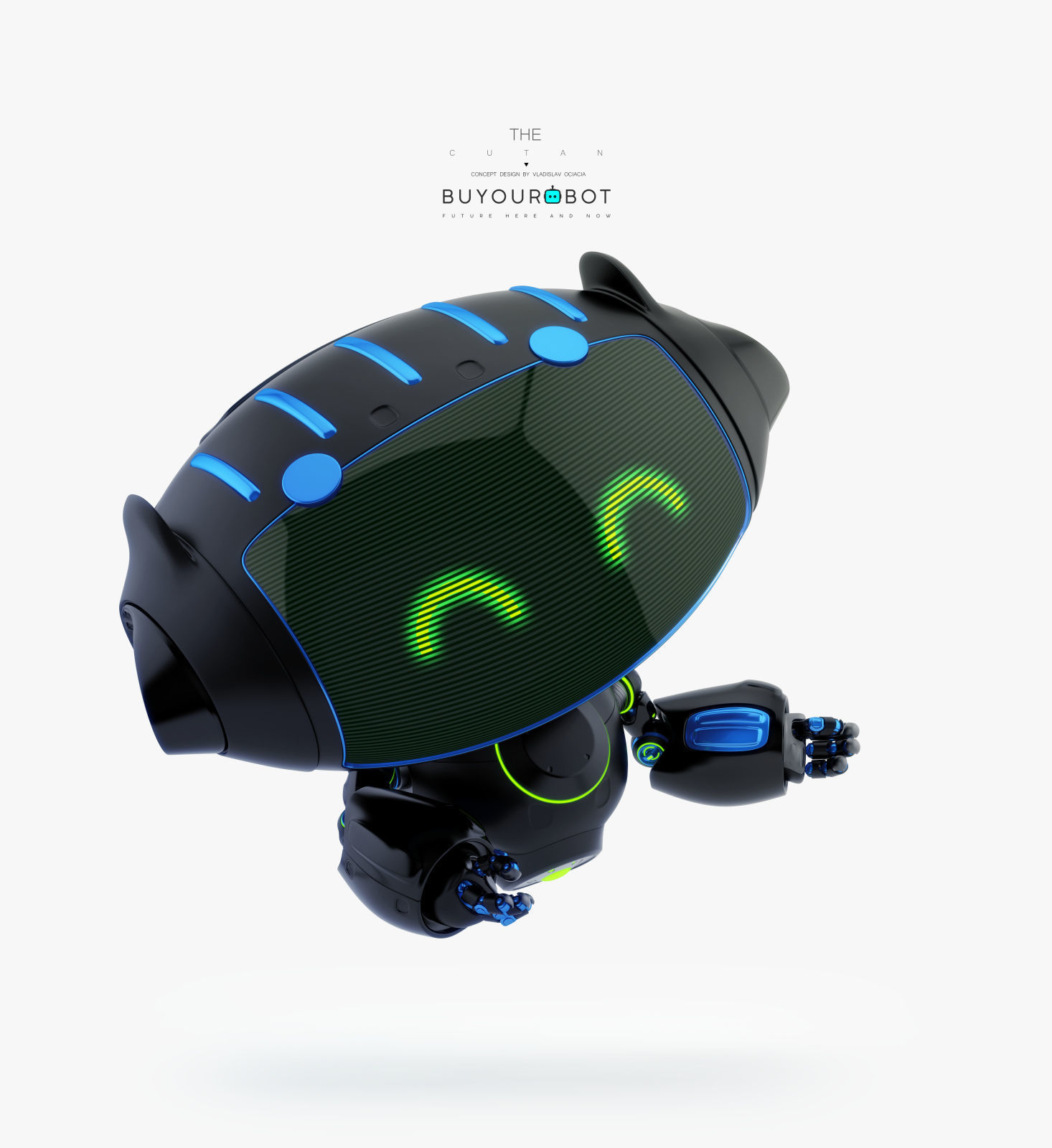 AERIAL BLACK CUTE CAT BOT 3D model_3