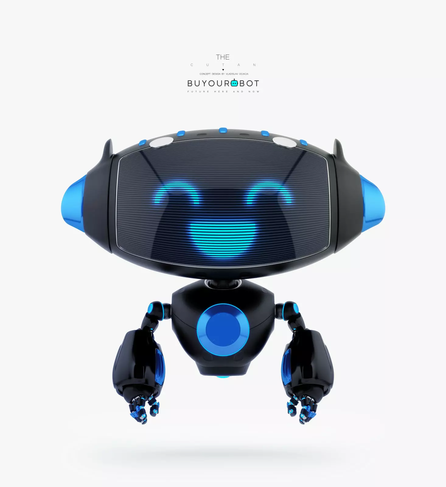 AERIAL BLACK CUTE CAT BOT 3D model_0
