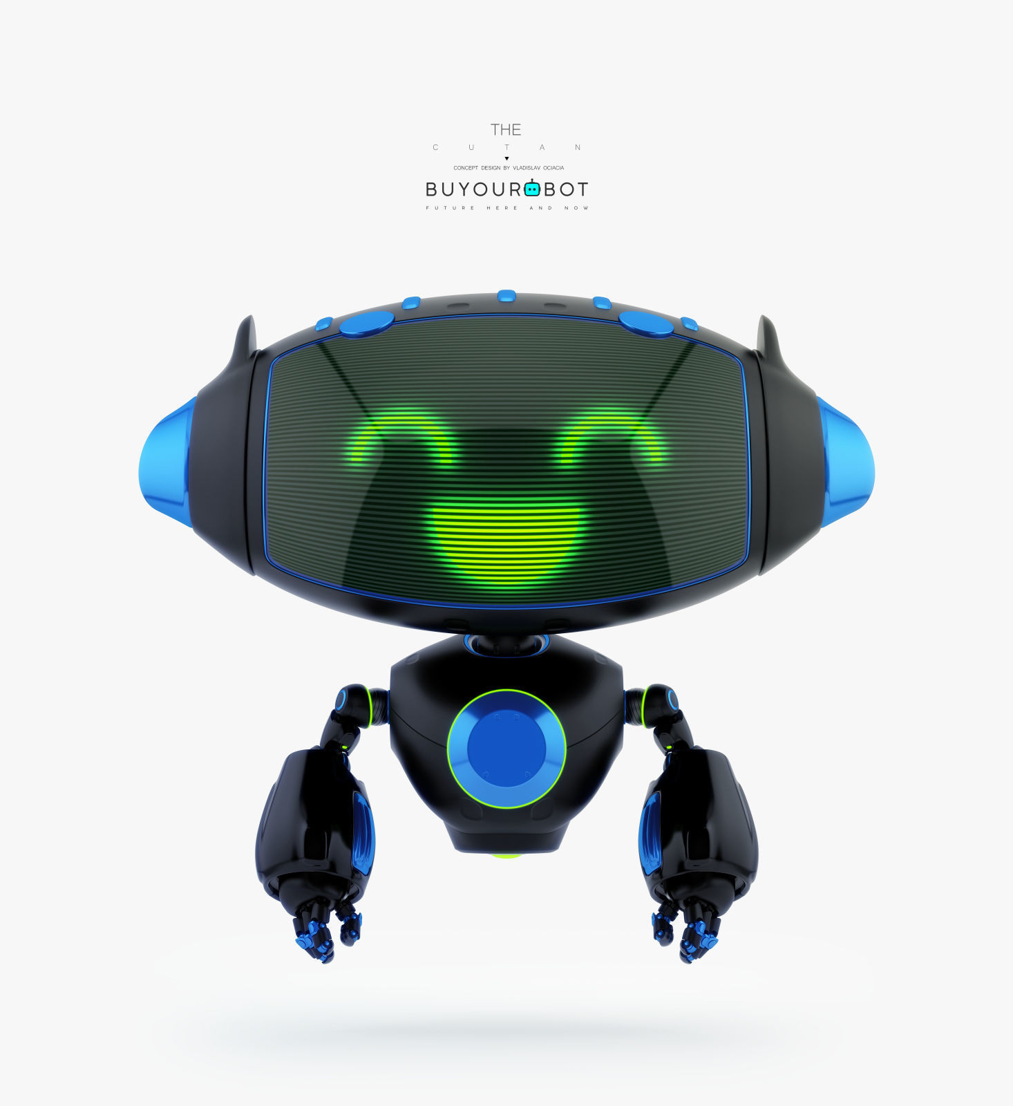 AERIAL BLACK CUTE CAT BOT 3D model_1