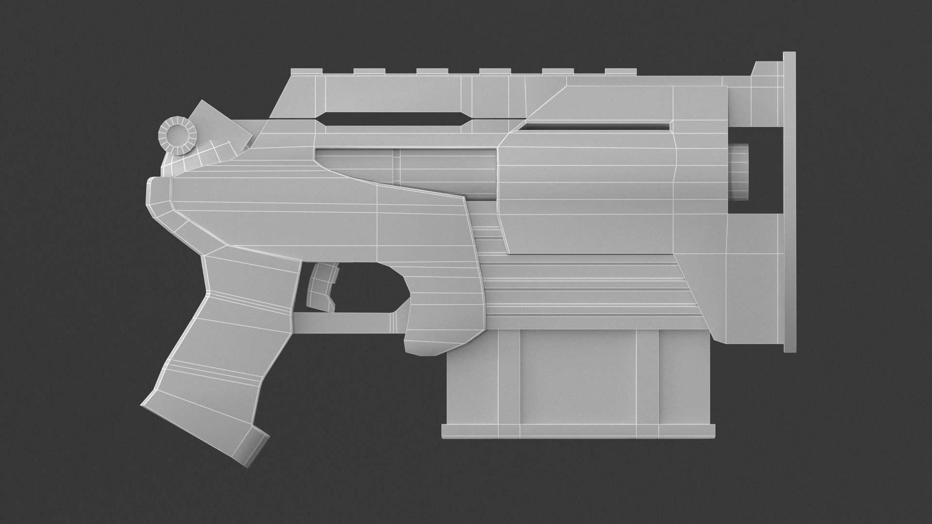 Simple used sci-fi pistol Low-poly 3D model_2