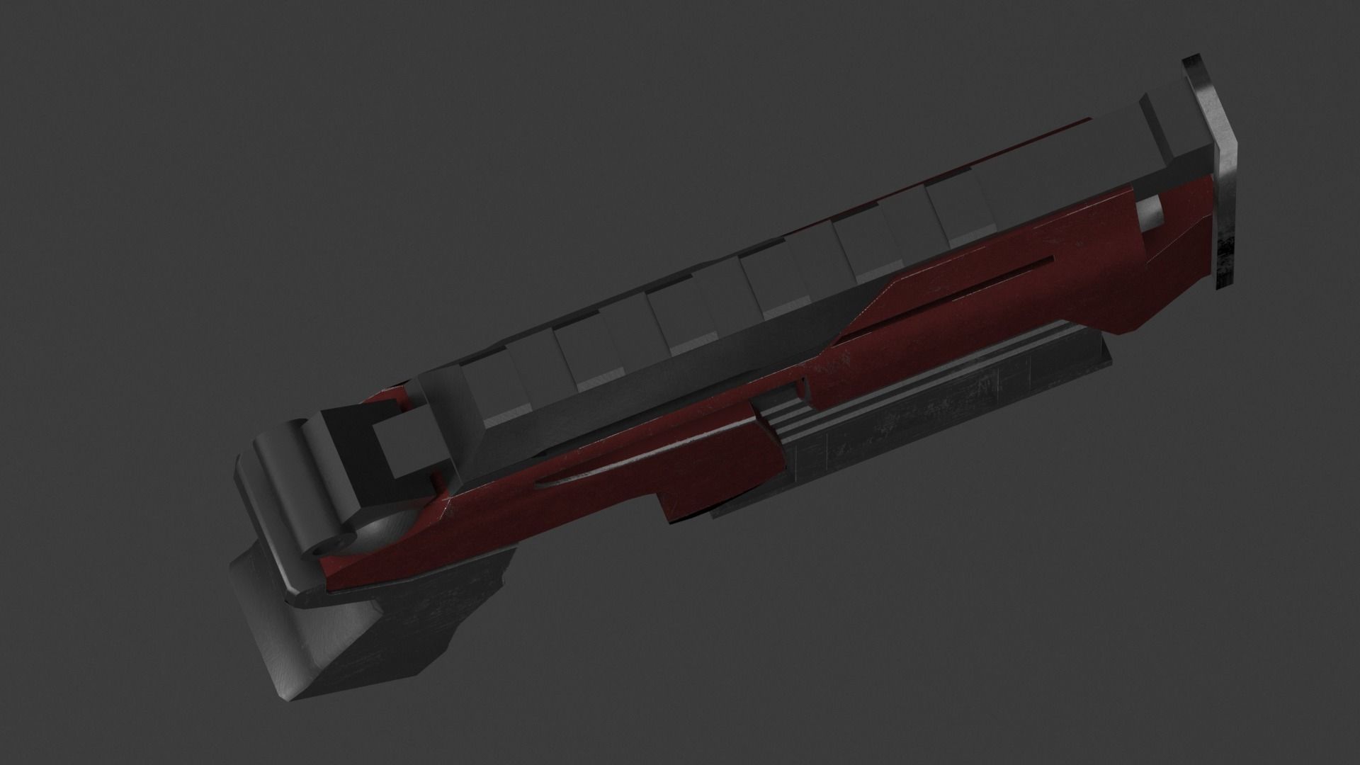 Simple used sci-fi pistol Low-poly 3D model_5