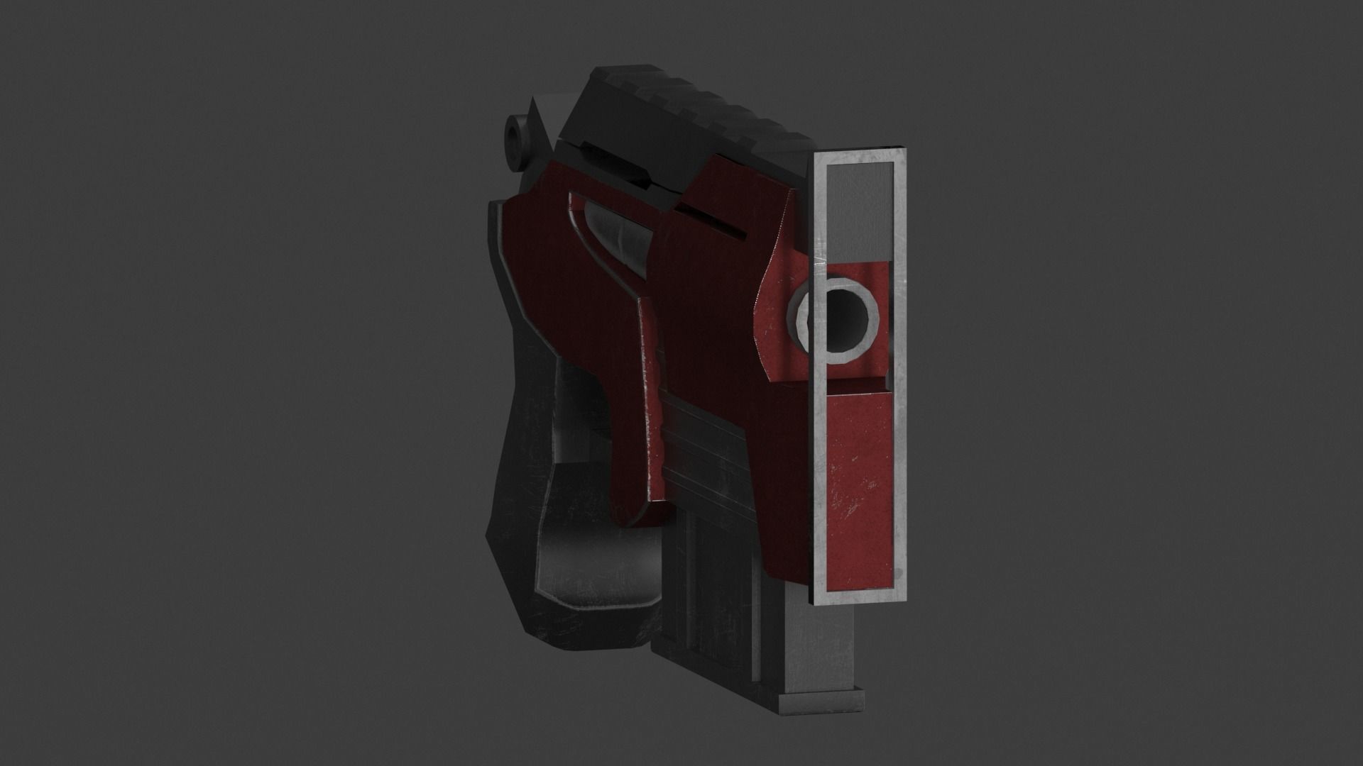 Simple used sci-fi pistol Low-poly 3D model_4