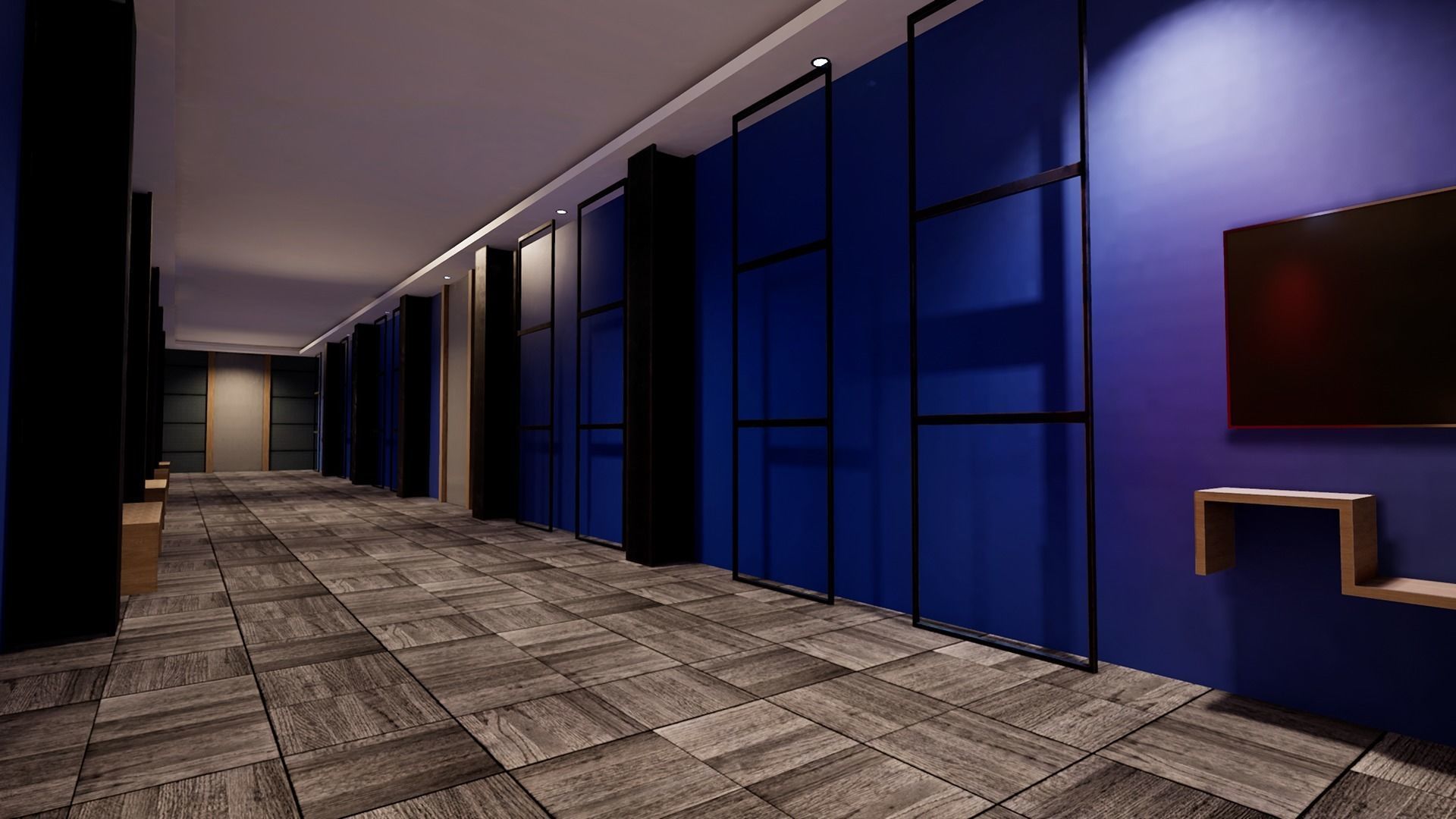 Virtual set television studio with lighting and circular table Low-poly 3D model_11