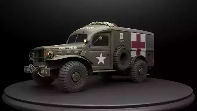 WW2 Ambulance Dodge WC54 075 ton 4x4 Ambulance 1944 3D model