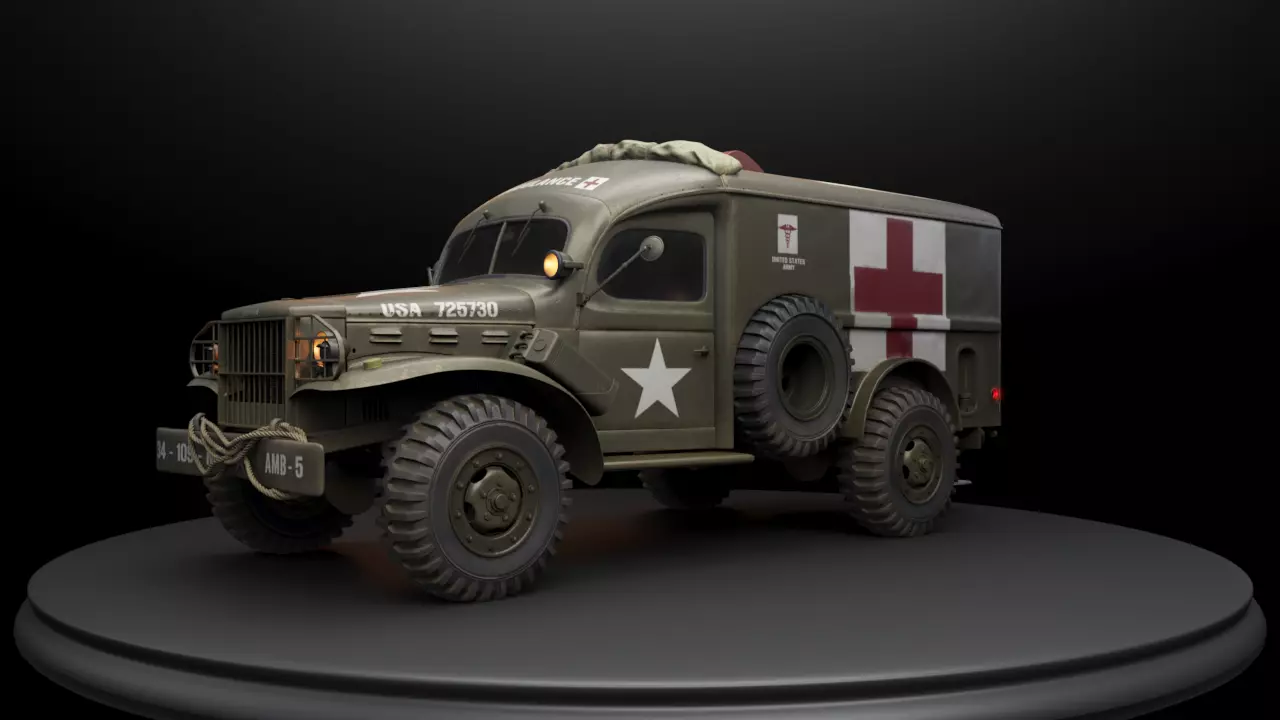 WW2 Ambulance Dodge WC54 075 ton 4x4 Ambulance 1944 3D model_0