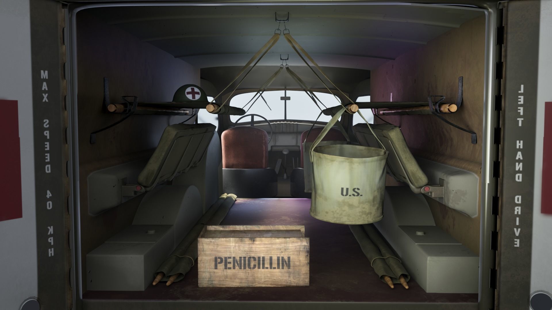 WW2 Ambulance Dodge WC54 075 ton 4x4 Ambulance 1944 3D model_4