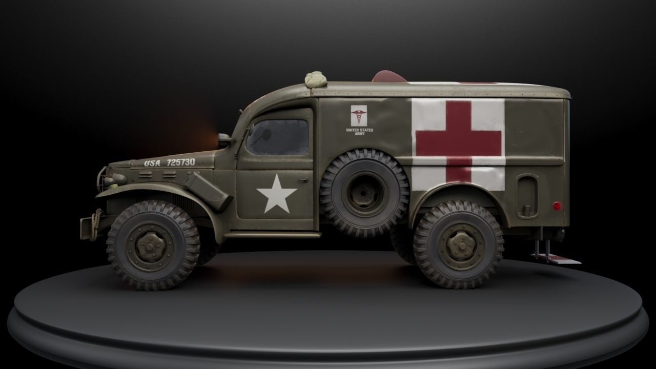 WW2 Ambulance Dodge WC54 075 ton 4x4 Ambulance 1944 3D model_2