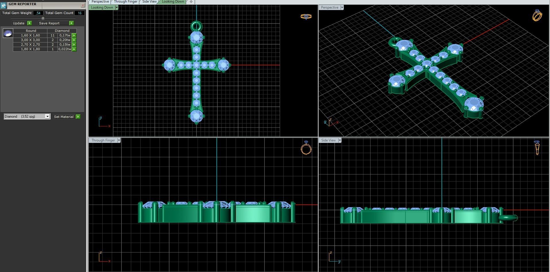classic diamond cross 3D print model_2