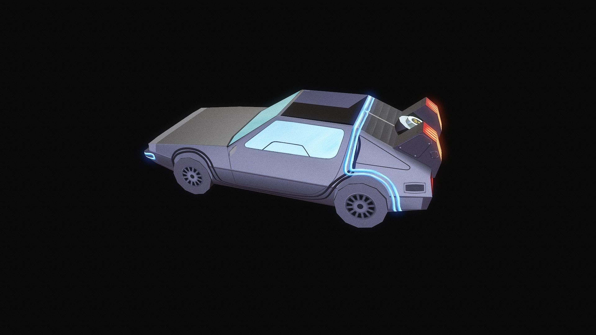 DELOREAN Low-poly 3D model_9