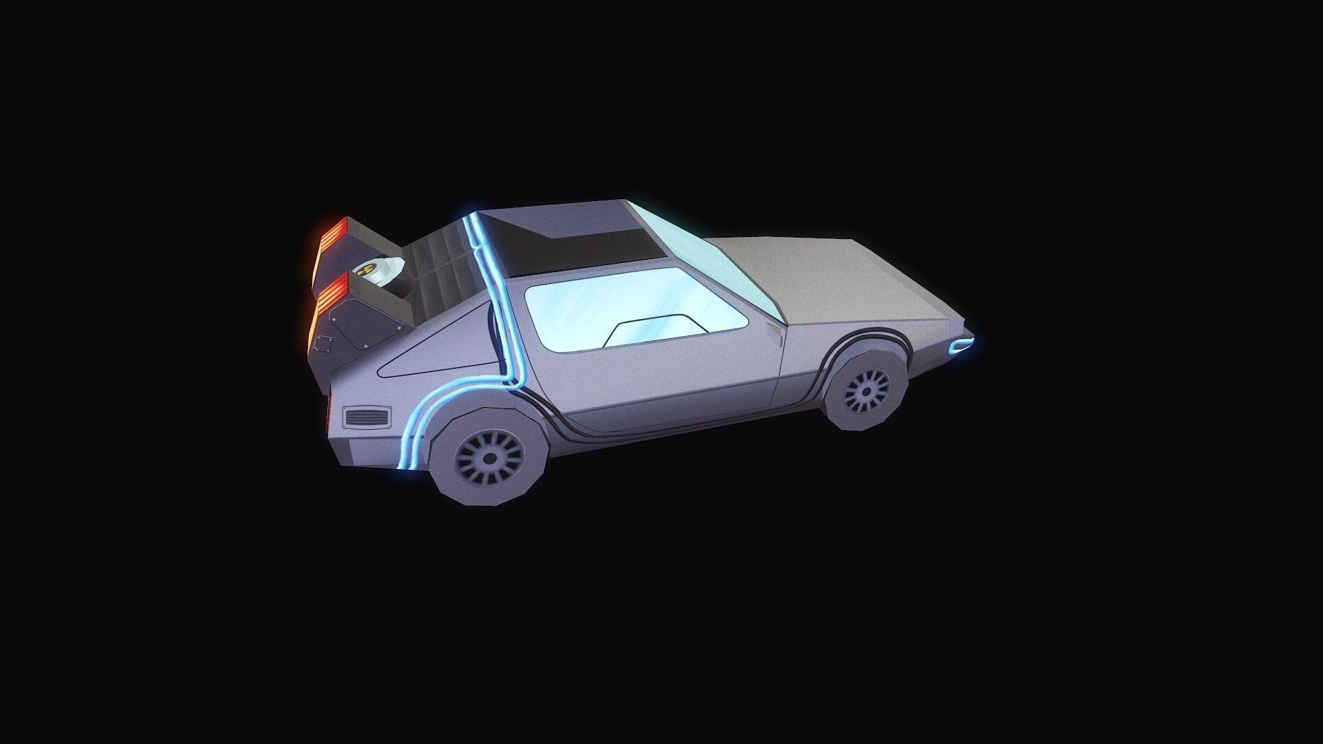 DELOREAN Low-poly 3D model_5