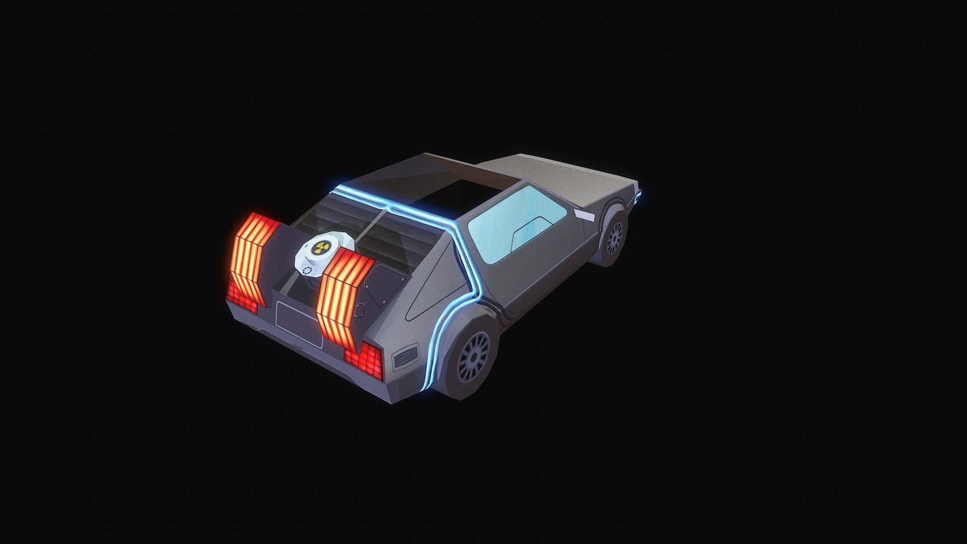 DELOREAN Low-poly 3D model_6