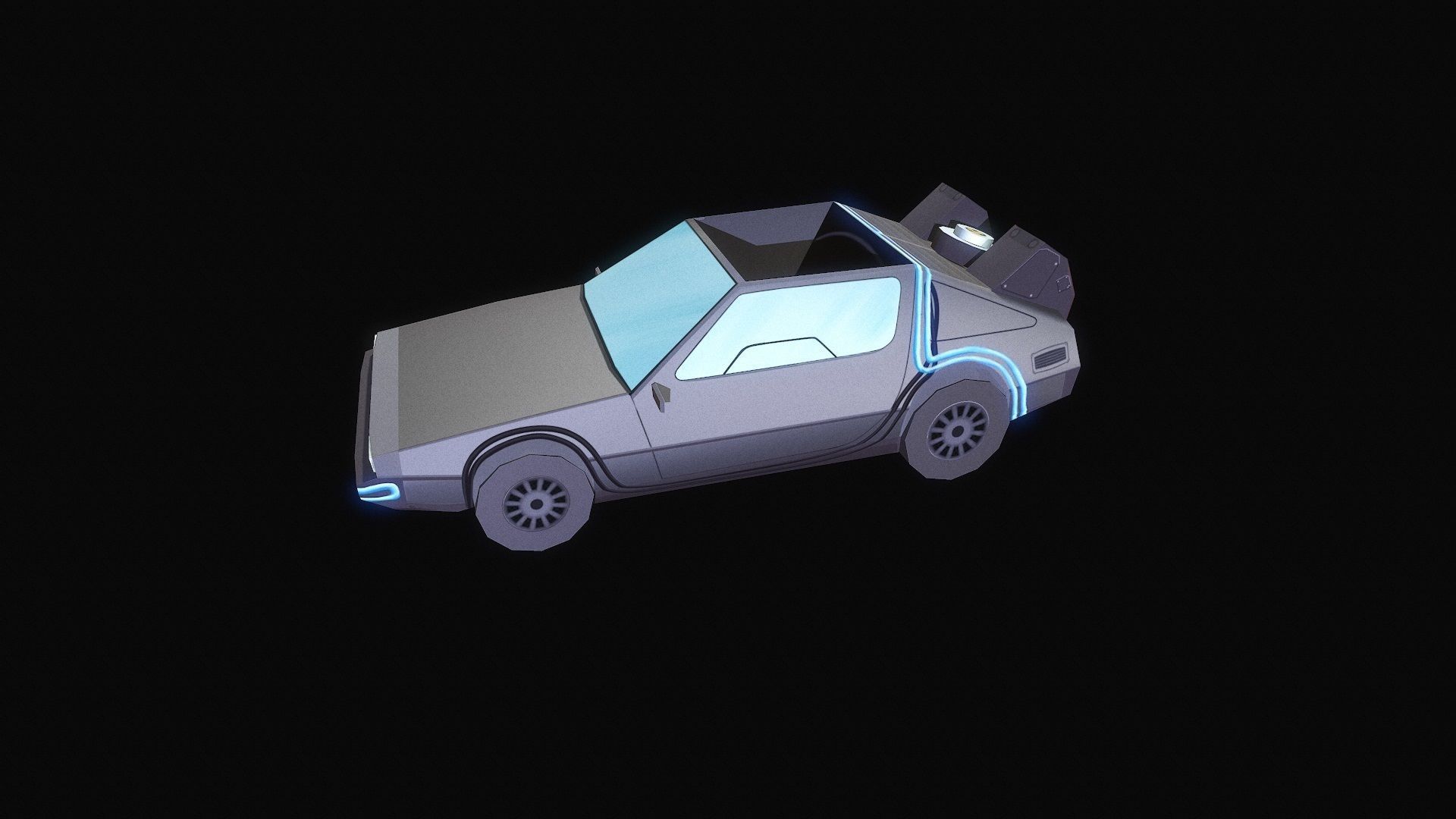 DELOREAN Low-poly 3D model_10