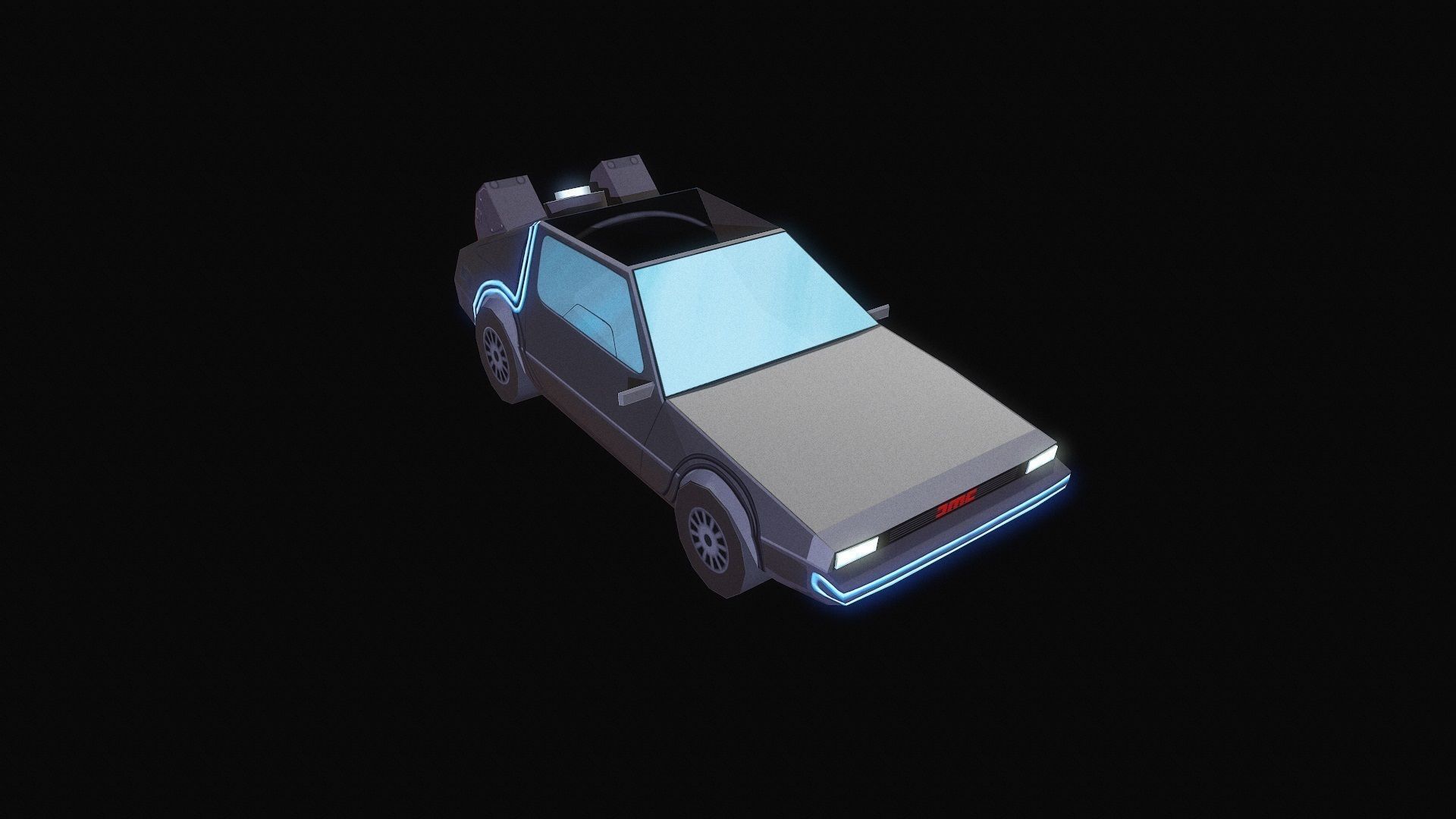 DELOREAN Low-poly 3D model_3