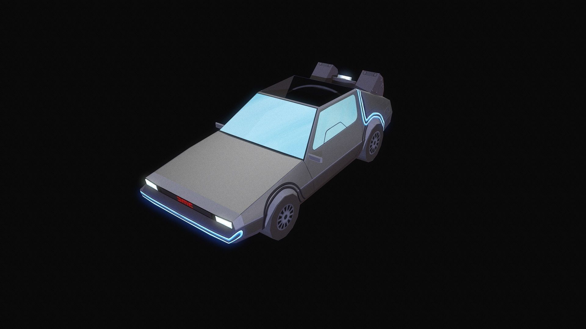 DELOREAN Low-poly 3D model_1