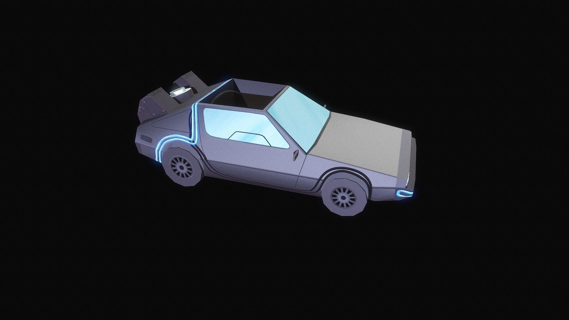 DELOREAN Low-poly 3D model_4