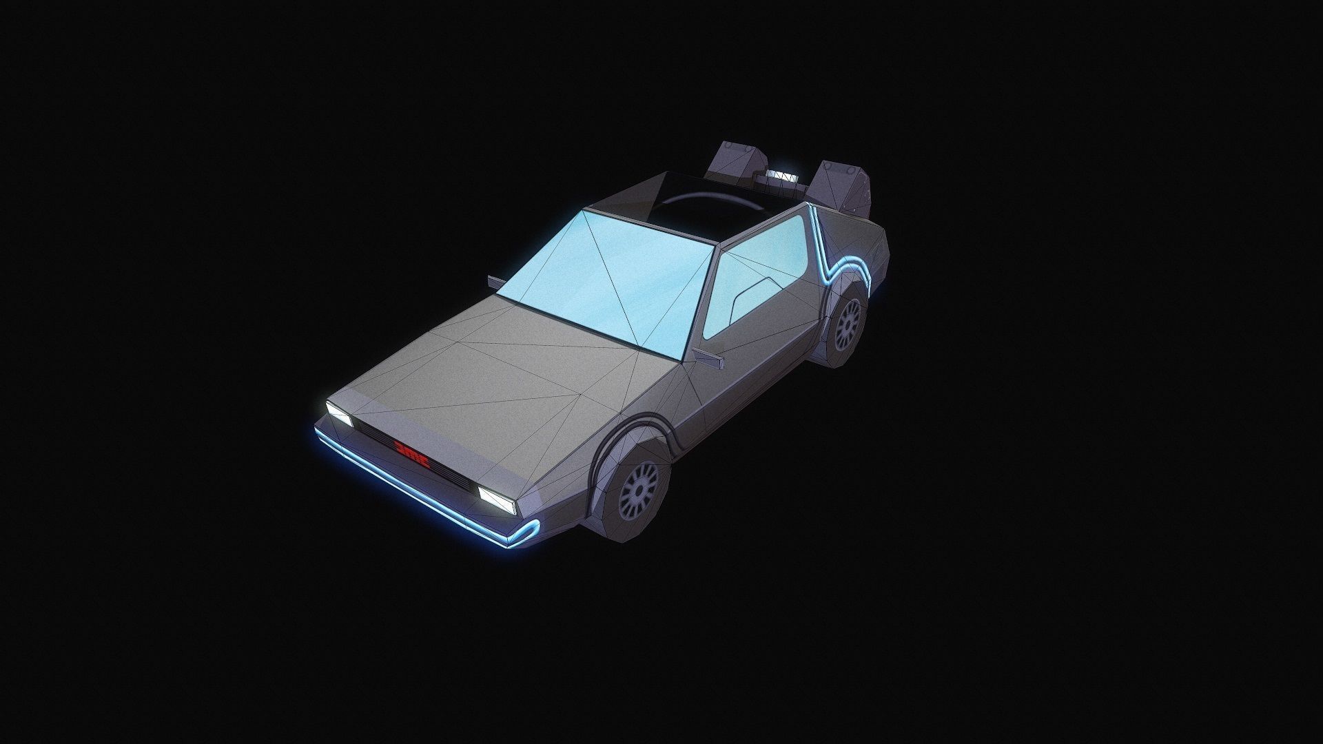 DELOREAN Low-poly 3D model_11
