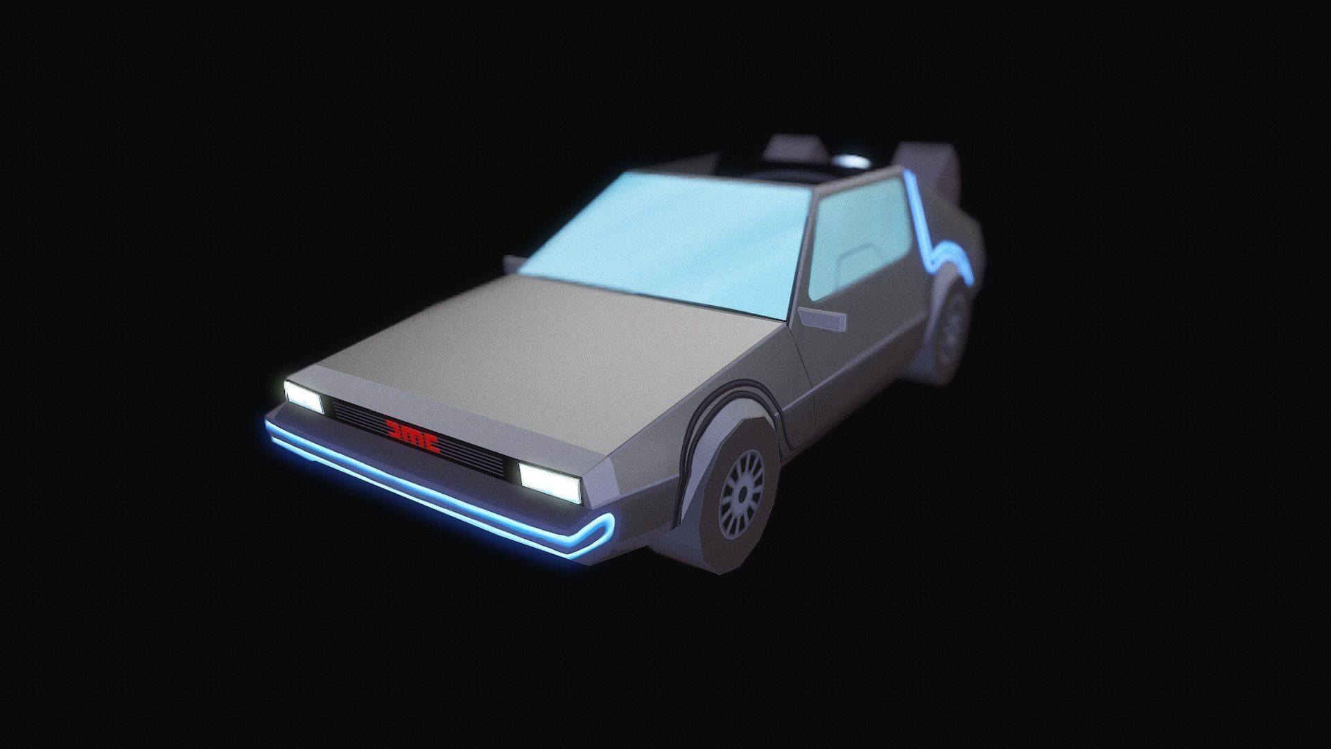 DELOREAN Low-poly 3D model_13
