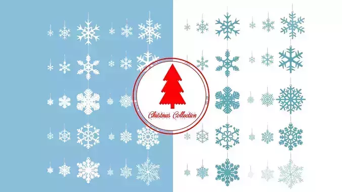 ChristmasTree Decoration Snowflakes Collection 3D model