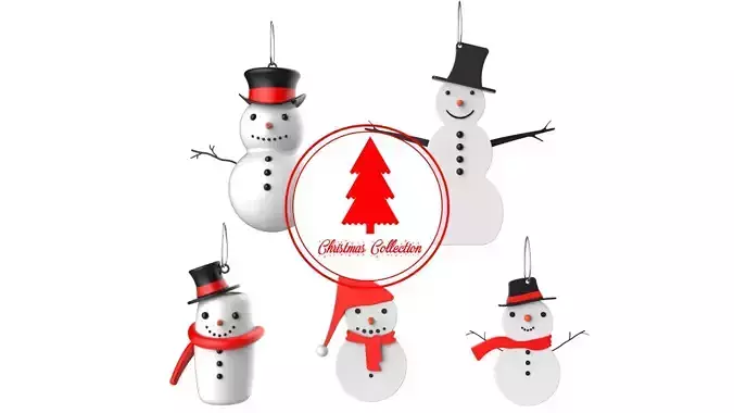 Christmas Tree Decoration Snowman Collection 3D model