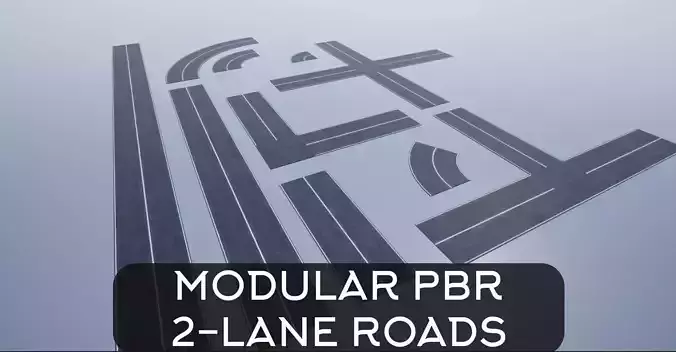 Modular Road Pack PBR  Low-poly 3D model