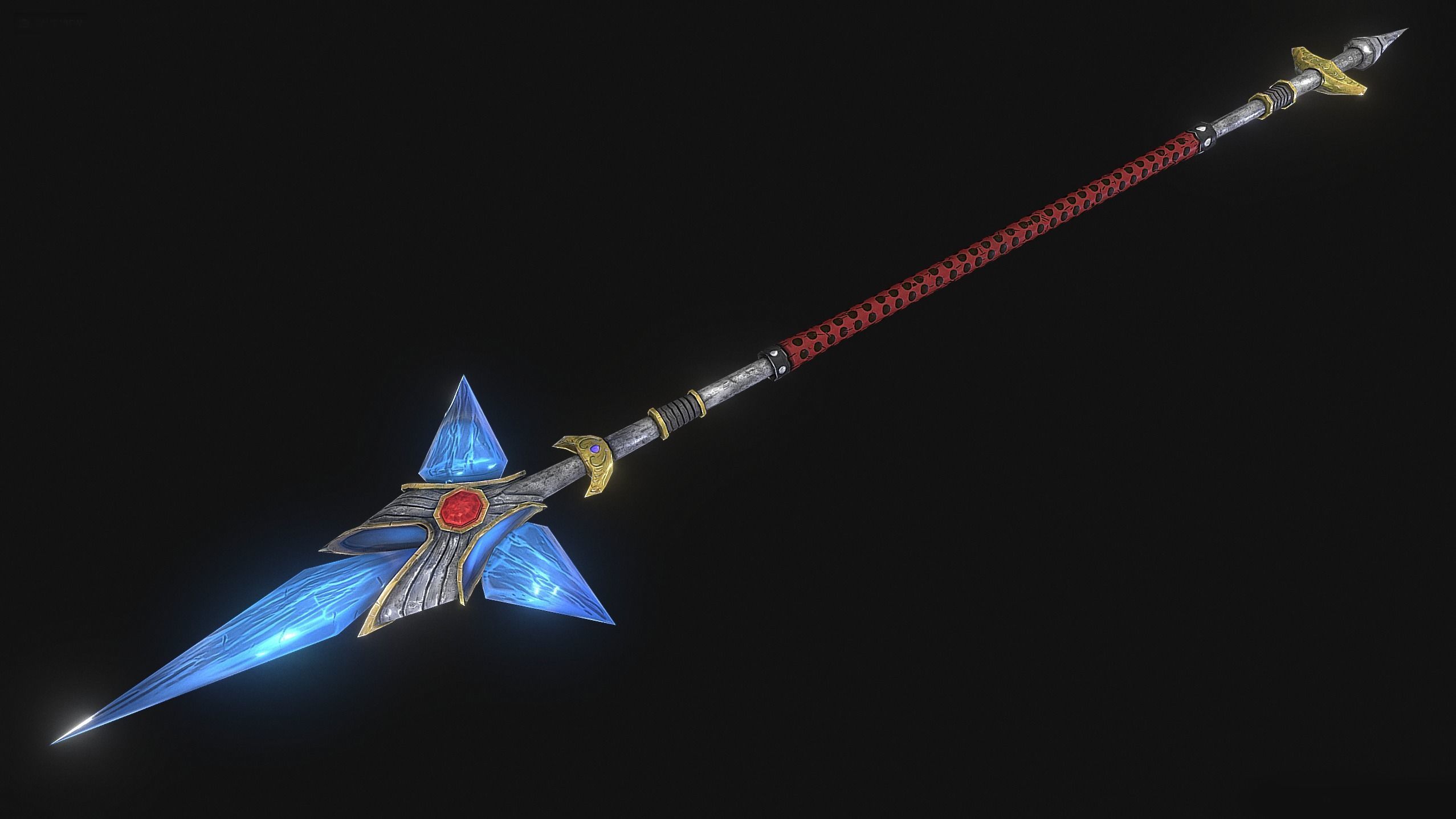 Stylized staffs - magic wands Low-poly 3D model_5