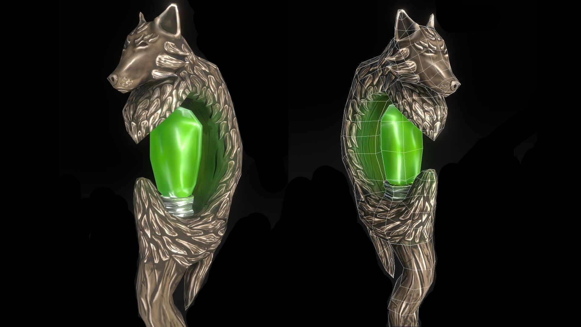 Stylized staffs - magic wands Low-poly 3D model_1