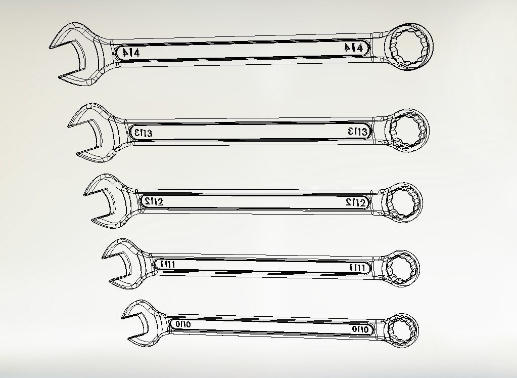 wrench big collection from 8mm to 32mm 3D model_17