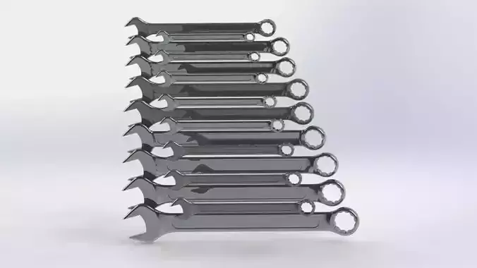 wrench big collection from 8mm to 32mm 3D model