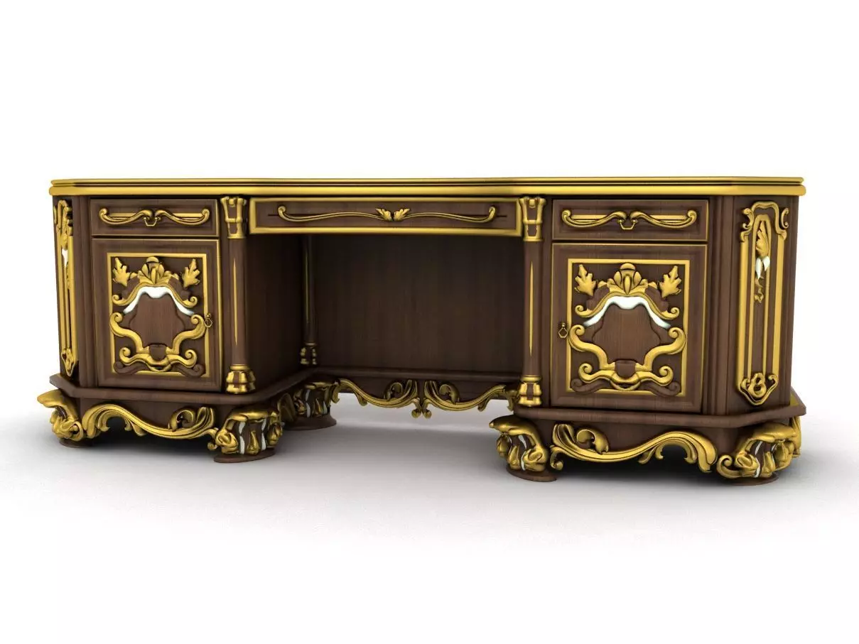 antique desk with drawers 3D model