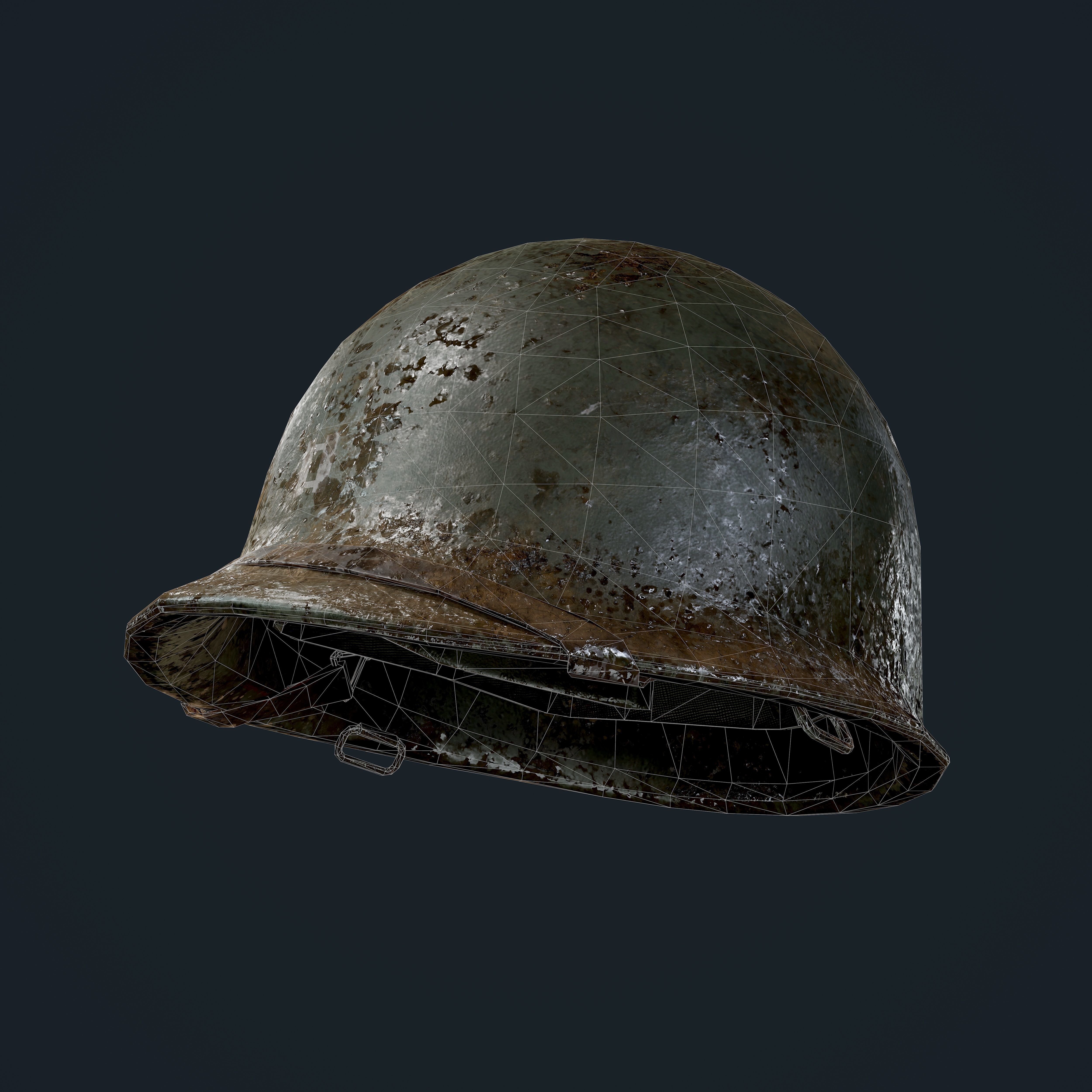 WW2 American Soldier Military Helmet Game Ready Low-poly 3D model_3