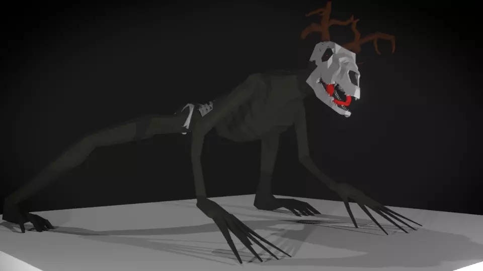 Wendigo skeleton Low-poly 3D model_0