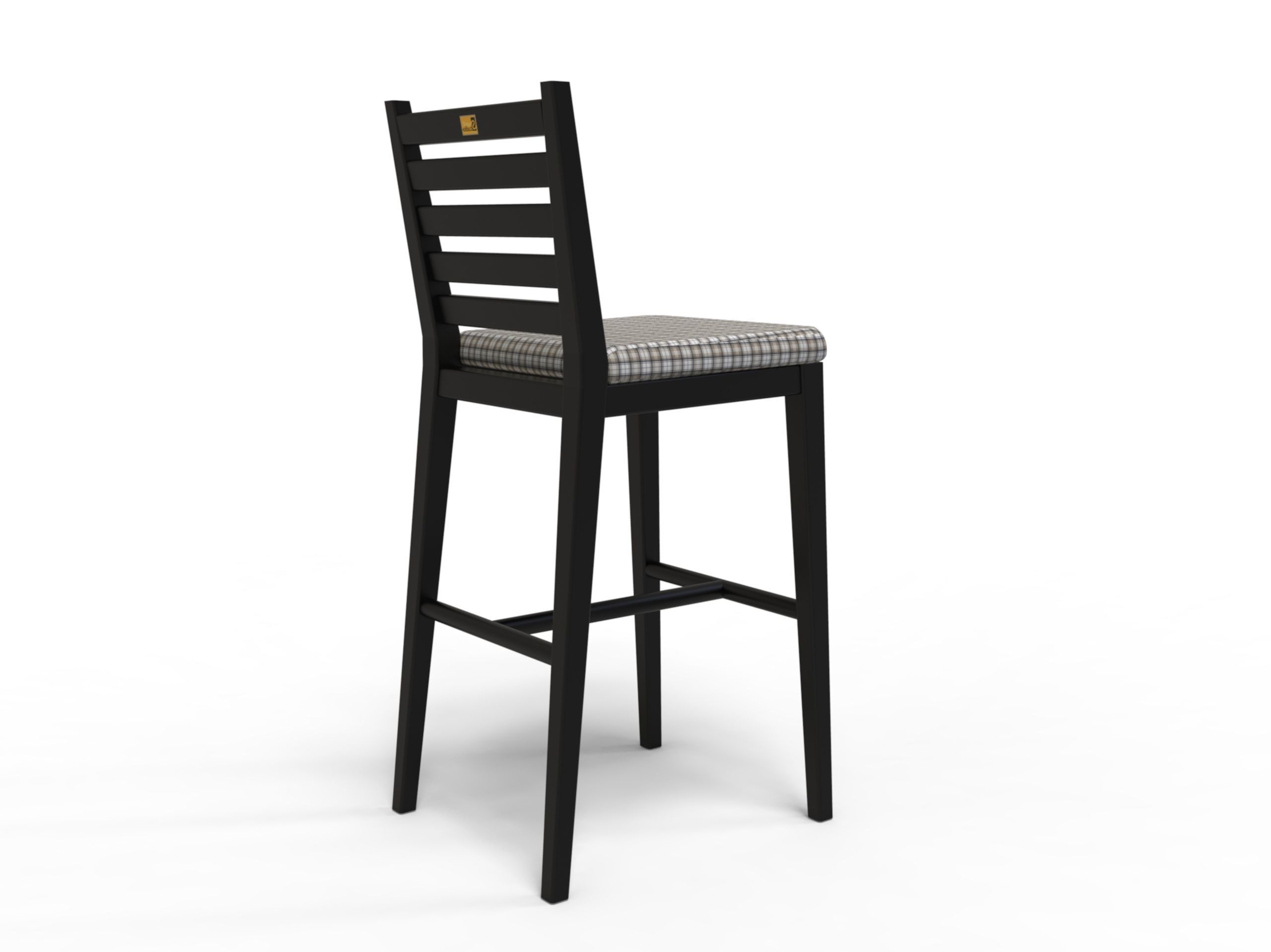 Barstool bar stool with checkered seat Low-poly 3D model_1