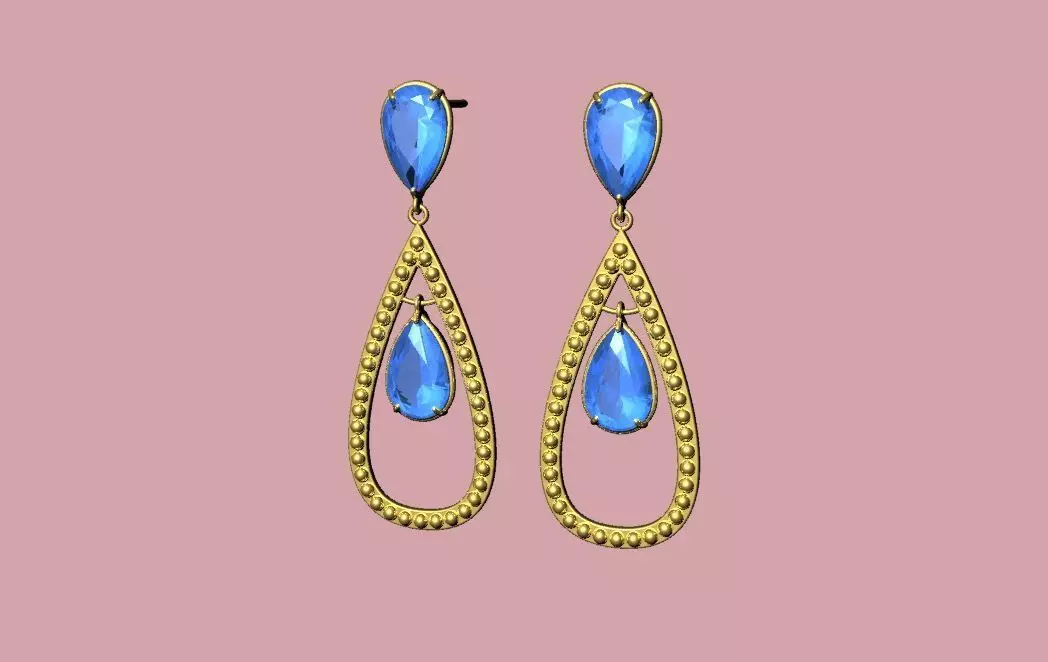 Beautiful earring with stone drop shape - brinco com pedra 3D print model