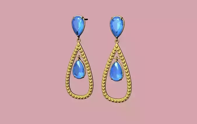 Beautiful earring with stone drop shape - brinco com pedra