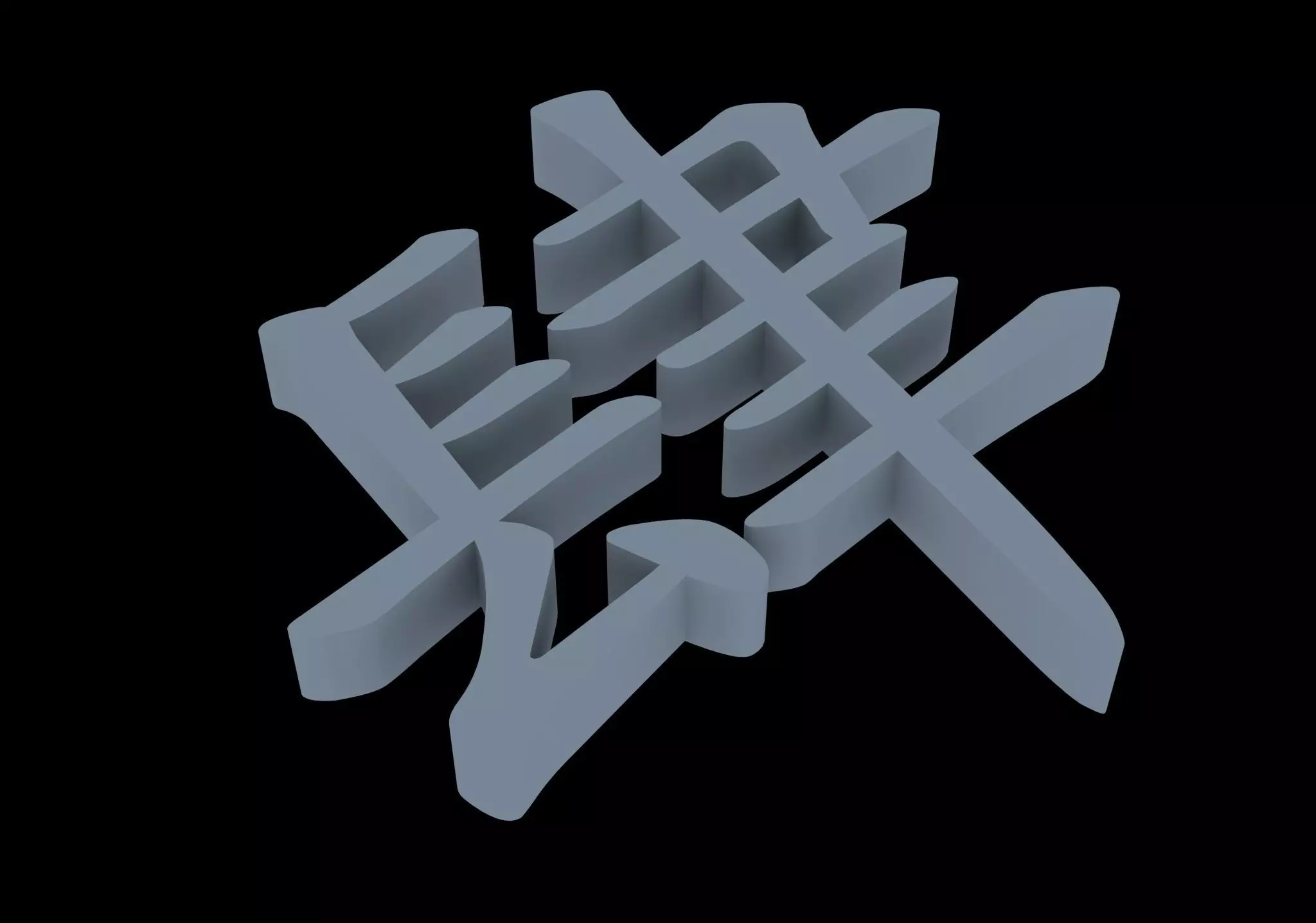 chinese word--four 3D print model_0