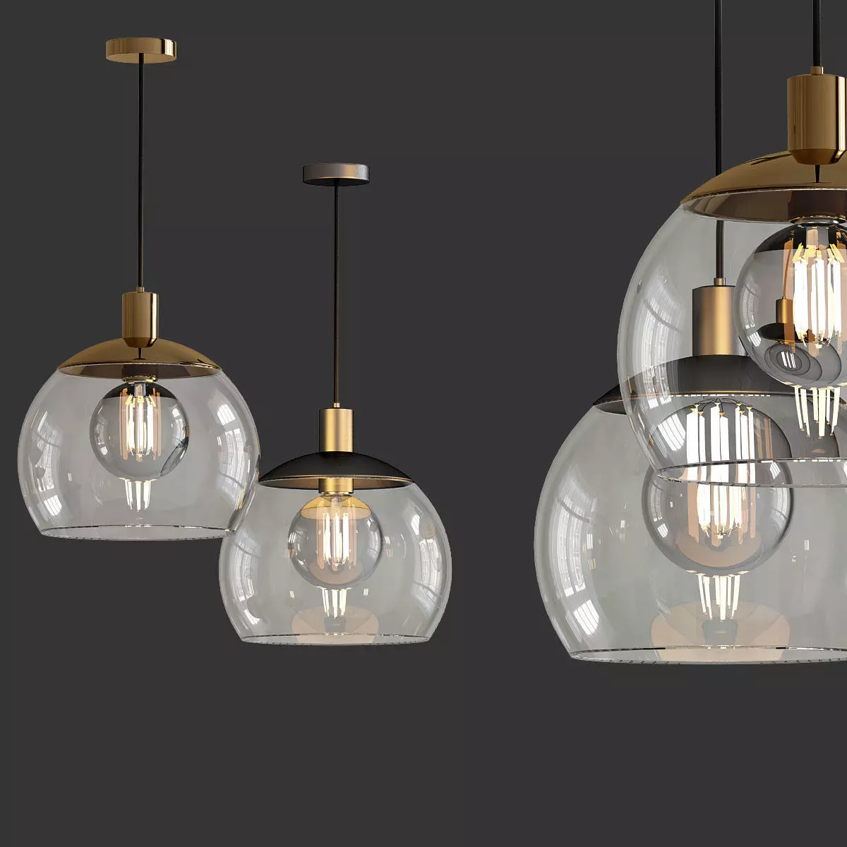 Sculptural Glass Globe 7 Light 3D model_0