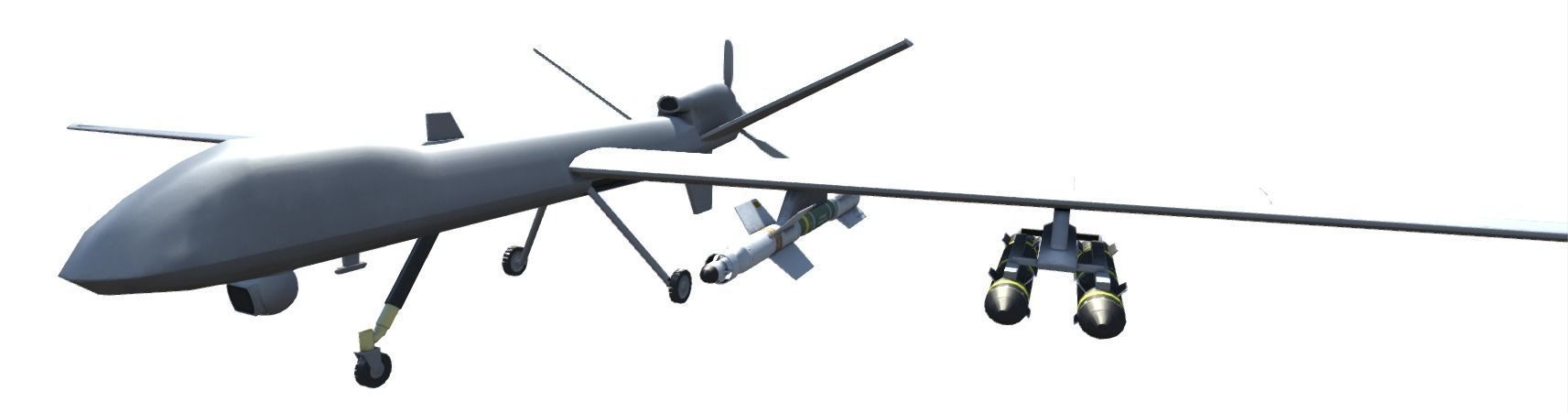 Low Poly MQ-9 Reaper UAV Drone Low-poly 3D model_3