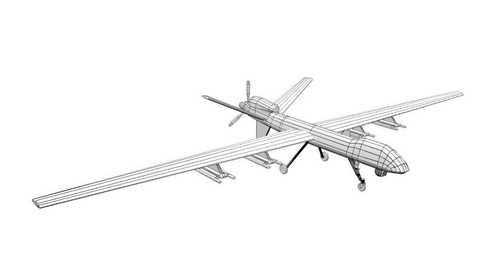Low Poly MQ-9 Reaper UAV Drone Low-poly 3D model_15